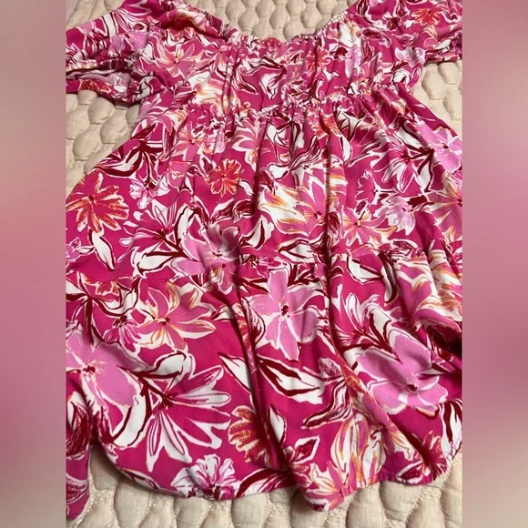 hot pink hawaiian print babydoll dress - Picture 8 of 8